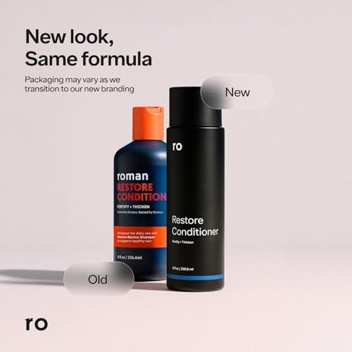 Roman Men's Revive Shampoo & Restore Conditioner Duo | Exfoliates, Clarifies, Fortifies & Moisturizes for Thicker Looking Hair, Made Without Sulfates, Parabens, or Phthalates | 8 fl oz (Pack of 2)