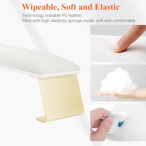 Erasable Arm Rest for Nails Tech, Luxury Nail Arm Rest White Manicure Hand Rest for Nails Tech with Non-Slip Aluminum Alloy Legs, Cleanable Technology Leather