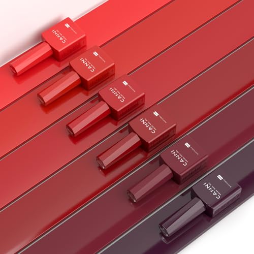 CANNI Red Gel Nail Polish Set – 6 Colors 9ML Classic Dark Red, Burgundy – Soak Off UV LED Gel Polish Kit for All-Season DIY Manicure, Nail Art, Salon & Home Use