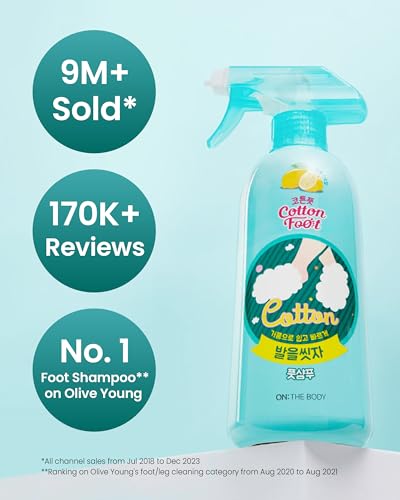 Cotton Foot - Foot Shampoo Soap (Lemon, 13fl oz) - Refreshing Cleanse Spray, Deodorizing Foot Care Wash. Foaming Wash, Easy to Use