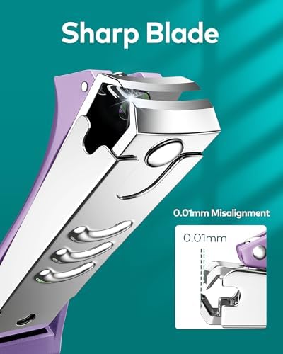 MR.GREEN Nail Clippers with Nail File,Anti Splash Nail Clipper Set for Thick Nails,Medical Grade Stainless Steel Professional Nail Cutter,Sharp and Durable fingernail Clipper for Men and Women(Purple)