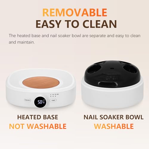 Nail Soaking Bowl Adjustable Temperature, Electric Soak off Bowl Manicure Bowls Nail Polish Remover Machine for Acrylic Nails Dip Gel Removal, with Color Cuticle Pusher