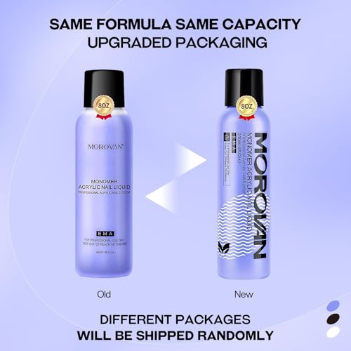 Morovan Monomer Acrylic Nail Liquid 8oz for Acrylic Powder - Professional Monomer Acrylic Nail Liquid For Acrylic Nail Extension Non-Yellowing MMA-Free