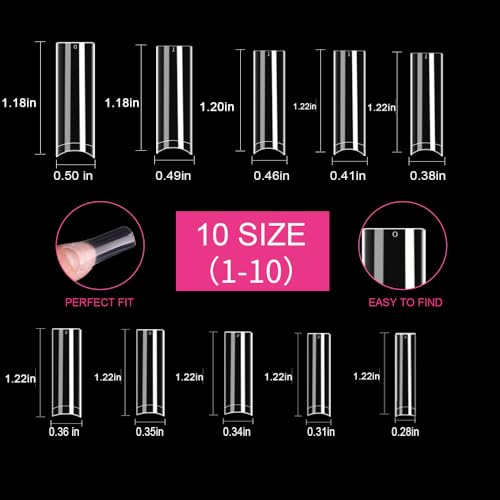 No C Curve XL Nail Tips 500PCS,Tapered Square Flattened Half Cover False Nails for Nail Salons and DIY French ABS Nail Tips(XL no c square 500pcs)