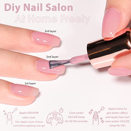 Jelly Nude Gel Nail Polish Set, 10Pcs Sheer Milky White Pink Transparent Gel Polish Kit UV LED Nail Gel Polish Colors Varnish Nail Art DIY Salon 7ML