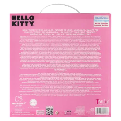 Hello Kitty Non-Toxic Peel-Off Water-Based Safe Quick Dry Nail Polish Set for Girl Kids Ages 3+, Perfect for Birthday Gift Parties, Sleepovers & Makeovers, 18 Pcs