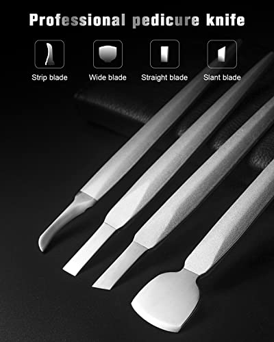 FERYES Pedicure Knife Ingrown Toenail Kit, 7 PCS Professional Pedicure Tool Toenail Grooming Kit, Top Notch Foot Blade, Super Sharp Toenail Clippers (Leather case included)