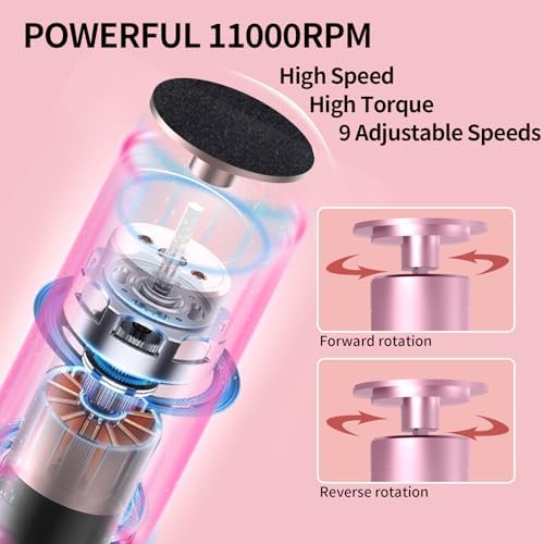 2 in 1 Electric Foot Callus Remover, USB Rechargeable Electric Foot File Grinder with 80/120 Grit Sandpaper Discs and Digital Display, Wireless Aluminum Pedicure Tools for Feet,Nail Care,Dead Skin