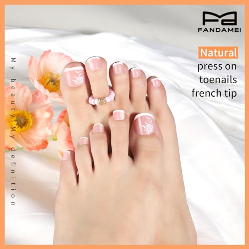 FANDAMEI Press on Toenails, 24 Colors 576PCS Fake Toe Nails Short, French Tip Press ons, Glitter Glossy Matte for Nail Art