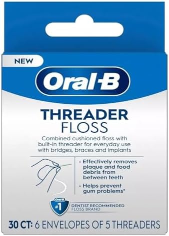 Oral-B Threader Floss, 30-Count: 6 envelopes of 5 threaders.