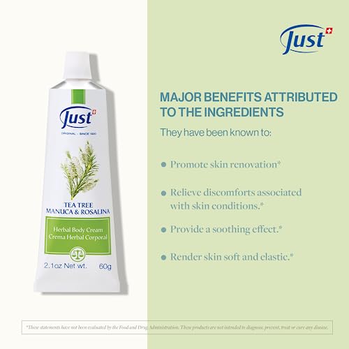 Swiss Just Tea Tree Oil, Manuka Honey Wound Care, and Rosalina Herbal Cream 60g. The solution to Athlete's Foot, Ease Insect Bites, Promotes Skin Regeneration. Tea Tree Foot Cream for Dry Cracked Feet