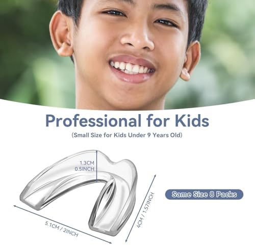 Kids Mouthguard for Teeth Grinding, Pack of 8 Moldable Kids Mouth Guards for Clenching Teeth, Sport Athletic, Whitening Tray
