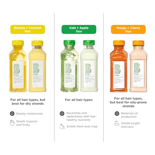 Briogeo Superfoods Mango + Cherry Hair Pack, Replenish Dull, Dry Hair and Balance Oil for Oily Hair, Controls Oil and Nourished All Hair Types and Textures, Vegan, Cruelty-Free, 2 x 12.5 fl oz