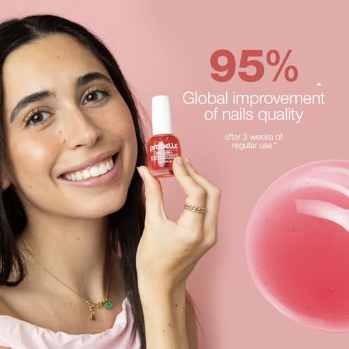 Probelle Nail Glow + Nail Strengthener and Hardener with Sheer Jelly Tint, Hard To Resist Ultra Glowy Nail Shine, Tinted Nails Strengthening Blush for Brittle, Thin, Damaged Nails 0.5 oz (Berry)