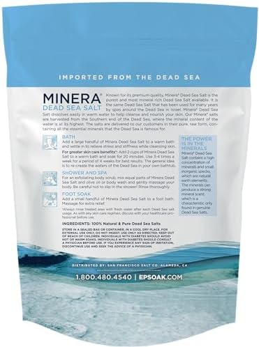 Minera Coarse Grain Dead Sea Salt for Bath & Soaking – 10 lbs, Fast-Dissolving, 100% Pure & Natural, Unscented, Skin-Nourishing Bulk Sea Salt