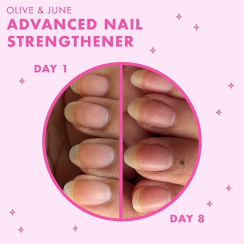Olive & June Advanced Nail Strengthener | Powerful Treatment for Stronger, Longer Nails | Helps Prevent Chipping & Breaking | Can Be Worn Alone or Under Polish | Vegan & Cruelty-Free | 0.45 fl oz