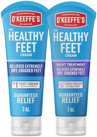 O'Keeffe's for Healthy Feet Foot Cream; 3.0 Ounce Tube and O'Keeffe's for Healthy Feet Night Treatment Foot Cream; 3.0 Ounce Tube; Relieves Extremely Dry; Cracked Feet