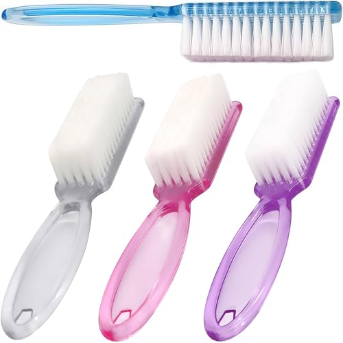 Nail Brush for Cleaning Fingernails, 4Pack Handle Grip Nail Brushes Fingernail Brush for Cleaning Nail Scrub Brush for Toes and Nails