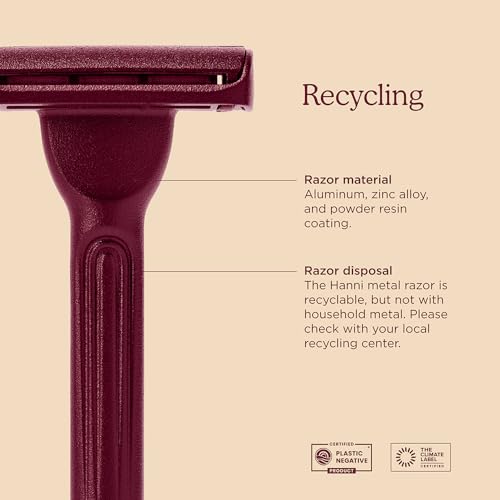 HANNI Weighted Dermaplane Razor with Blades, Safety Shaver for Women, Bikini and Sensitive Area Hair Remover, Smooth Glide Long Handle, Blush