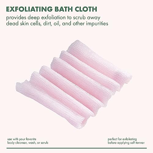 EcoTools Bath Cloth, Exfoliating Washcloth For Shower & Bath, Expands Up To 3 Feet, Remove Dry Skin, Body Scrubber For Exfoliation & Deep Cleansing, Eco Friendly & Cruelty-Free, Pink, Pack of 6