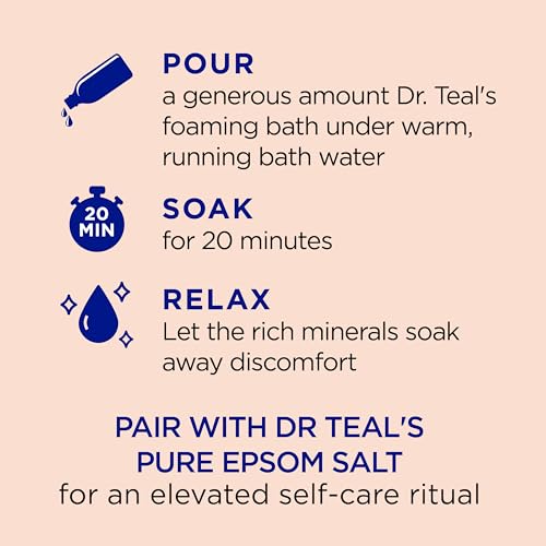 Dr Teal's Foaming Bath with Pure Epsom Salt, Stress Relief with Ginseng & Ginger, 34 fl oz (Pack of 4)