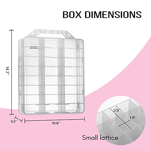 Makartt Nail Polish Organizer, Clear Universal Nail Polish Holder for 48 Bottles,Portable Sturdy Gel Nail Polish Organizer Case with 8 Adjustable Dividers, Space Saver for Nail Bottles Display Travel