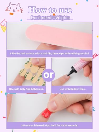 78PCS Press on Nails for Kids, TOROKOM Cute Kids Fake Nails Flower Kid Glue on Nail Short Almond False Nail Art Gift for Girls Children 8-12 Age with Nail Adhesive Tab & Quick-dry Nail Glue (3 Pack)