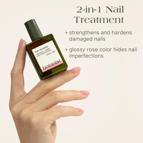 Botanist The Remedy | Nail Strengthening Polish | Repairs & Hardens Nails Damaged from Acrylics, Dip & Gel Manicures | Non-Toxic, 84% Plant Based, 21-Free & Vegan (Rose)