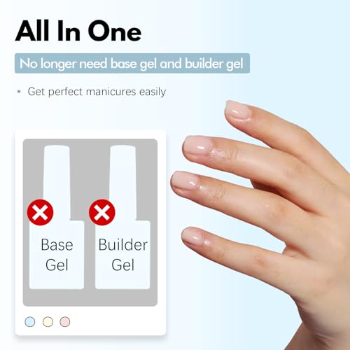 FZANEST Hema Free Rubber Base Builder Gel Set, 6 Colors Nude Pink Gel Polish Sheer Milky White Natural Nail Polish French Tips Base Colors Nails Strengthener Soak Off Gift for Womens