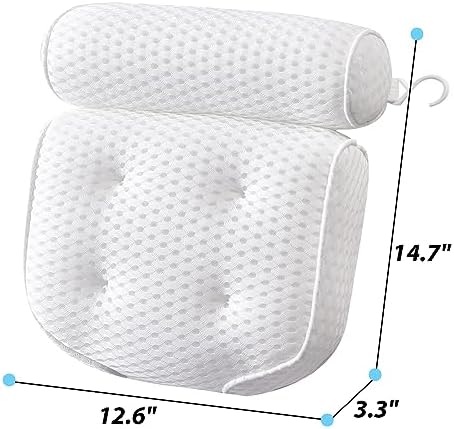 AEROiVi Luxury Bath Pillows for Tub，Bath Pillow Bathtub Pillows for Head and Neck Support Bath Cushion Made from Soft Spacer Mesh Material with Suction Cups