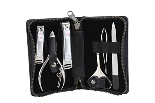 Seki Edge Craftsman Luxury Men's Grooming Set (SS-3103) - 6 Piece Premium Manicure & Pedicure Kit with Clippers, Nipper, Scissors, File, Tweezers in Travel Case