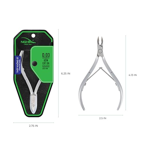 NGHIA Cuticle Nipper - D-03 JAW 14 | Stainless Steel | Durable and Sharp | Ergonomic Design | Grey Plated | Ideal for Salons and Home Use
