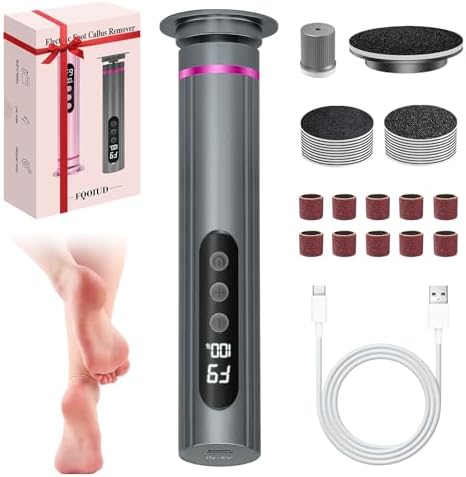Callus Remover for feet- 2 in 1 Electric Foot File,Adjustable Speed Foot File with Sandpaper Discs & Grinding Heads, 9 Speeds Electric Foot Callus Remover, Pedicure Tools for Valentine's Day Gift