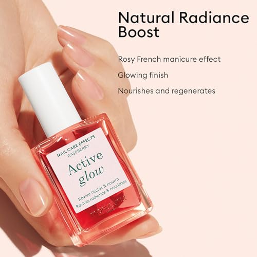 Manucurist Healthy Glow Duo - Active Glow Raspberry (Pink) Repairing Nail Polish Care & Complete Nail & Cuticle Serum - 2 in 1 Nail Strengthener Polish - Plant-Based Formula - Beauty Gift for Women