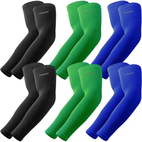 YQXCC 6 Pairs Arm Sleeves, Cooling UV Sun Protection Sports Compression Sleeves for Men Women, Golf Basketball Arm Sleeves