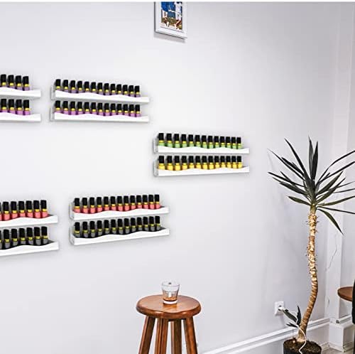YMVV 15" Nail Polish Racks Wall Mounted Shelf,6 Pack White Acrylic Nail Polish Organizer Nail Supplies for Nail Techs,Great Display for Salons Retailers