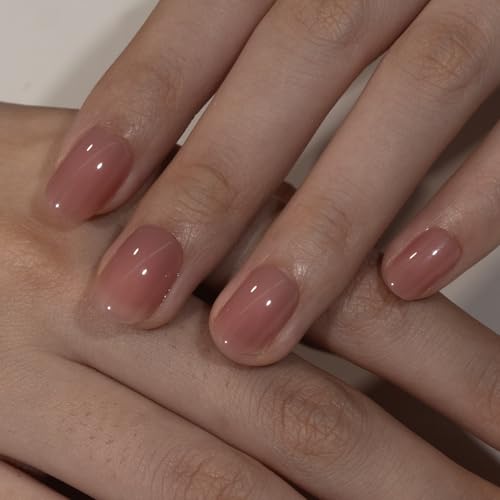 Curvlife Tip Press on Nails Acrylic Fake Nails with Design Full Cover False Nails for Women Reusable Nail Kit with Nail Glue Adhesive Tabs Nail File (honey peach, 30pcs)