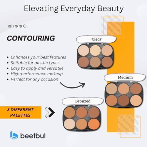 Makeup Kit Bissú Contour Palette + Velvet Puff + 2 Finger Puffs + Makeup Sponge + Exfoliating Sponge (3 Styles) (02 Medium to Bronzed)