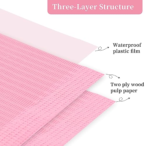 125PCS Disposable Nail Art Table Mat, Waterproof Nail Tips Art Table Towels Mat, 3 Ply Nail Napkins for Acrylic, Nail Art Mat Paper Sheet, Nail Tips Art Waterproof Pad for Salon (Pink)