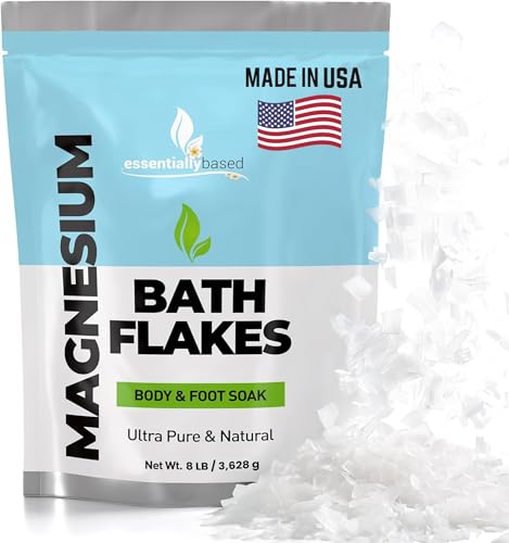 Magnesium Flakes - 8 LB Ultra Pure Magnesium Chloride Flakes in Resealable Pack - Use for Bath Soak or Foot Soak - A Better Alternative to Epsom Salt