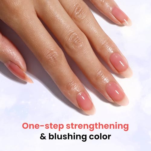 LONDONTOWN Sheer Strength Nail Blush - 2-in-1 Tinted Nail Hardener Strengthening Treatment With Jelly Finish, Poppy, 0.40fl oz