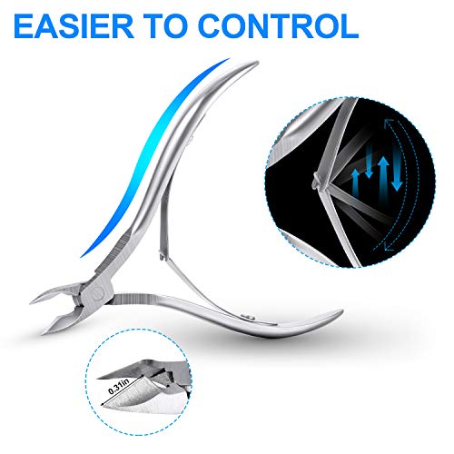 8 Pieces Cuticle Trimmer Stainless Steel Cuticle Nippers Pointed Blade Dead Skin Cutter Clipper Remover Scissors Manicure Tools for Fingernails and Toenails(Silver)