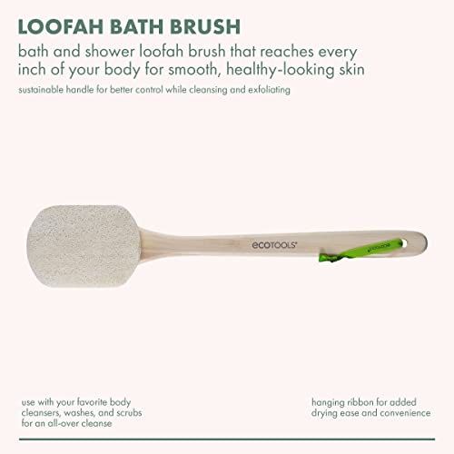 EcoTools Loofah Bath Brush, Back Brush for Bath & Shower, Made with Long Handle & Natural Loofah Material for Exfoliation, Shower Brush for Men & Women, Eco-Friendly & Cruelty-Free, 2 Count