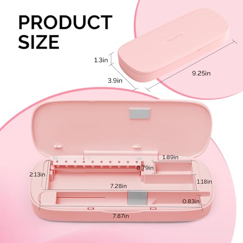 [2025 Upgraded]MelodySusie Acrylic Nail Tool Storage Box,Portable Dustproof Stand Displayer Holder Organizer Container Manicure Efile Accessories Nail Drill Kit Case,Travel Salon Home,Pink(Only Box)