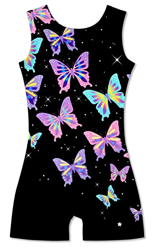 TUONROAD Biketards for Girls Gymnastics Blue 5t Size 5-6 Years Old Sparkly Galaxy Diamond Shiny Outfit