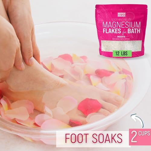 Magnesium Flakes for Bath - Magnesium Chloride Flakes Organic Pure - Unscented, 12 LBS