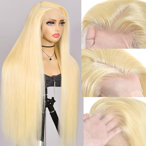 Alididi 30Inch 613 13x6 Lace Front Wig Human Hair 200 Density 613 Lace Front Wig Human Hair Blonde Wig Human Hair Straight Lace Frontal Wig Human Hair Pre Plucked With Baby Hair (613 Blonde Wig)