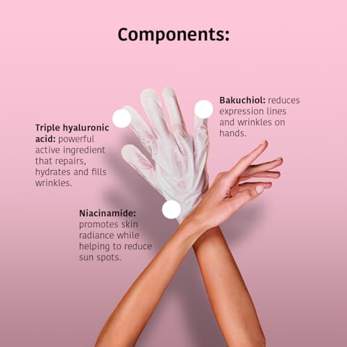 IROHA NATURE Anti-Aging Hand Mask Gloves | 4 Pairs | Triple Hyaluronic Acid, Bakuchiol & Niacinamide | Reduces Wrinkles & Dark Spots | Vegan & Cruelty-Free | 93% Natural Ingredients