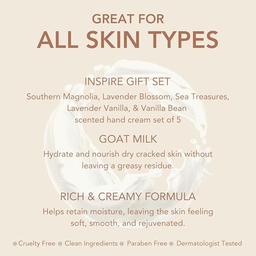 Dionis Goat Milk Skincare Hand Cream Gift Sets - Assorted Scented Travel Size Hand Creams In a Gift Box - Mini Hand Lotion Self Care Gifts, Cruelty Free Lotion For Dry Skin, Inspire Gift Set 2025