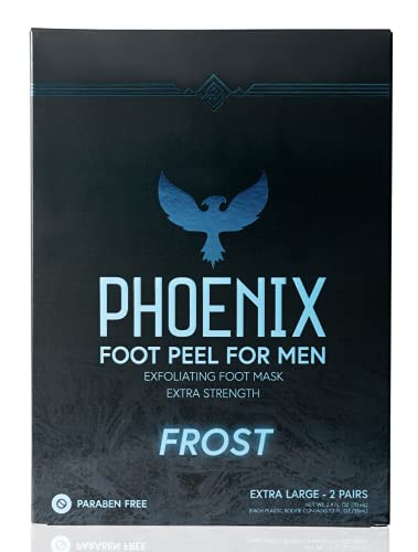 (Pack of 2) Phoenix Foot Peel for Men - Extra Large - Extra Strength - Menthol - Exfoliating Dry Feet Treatment - Callus Remover - Paraben Free